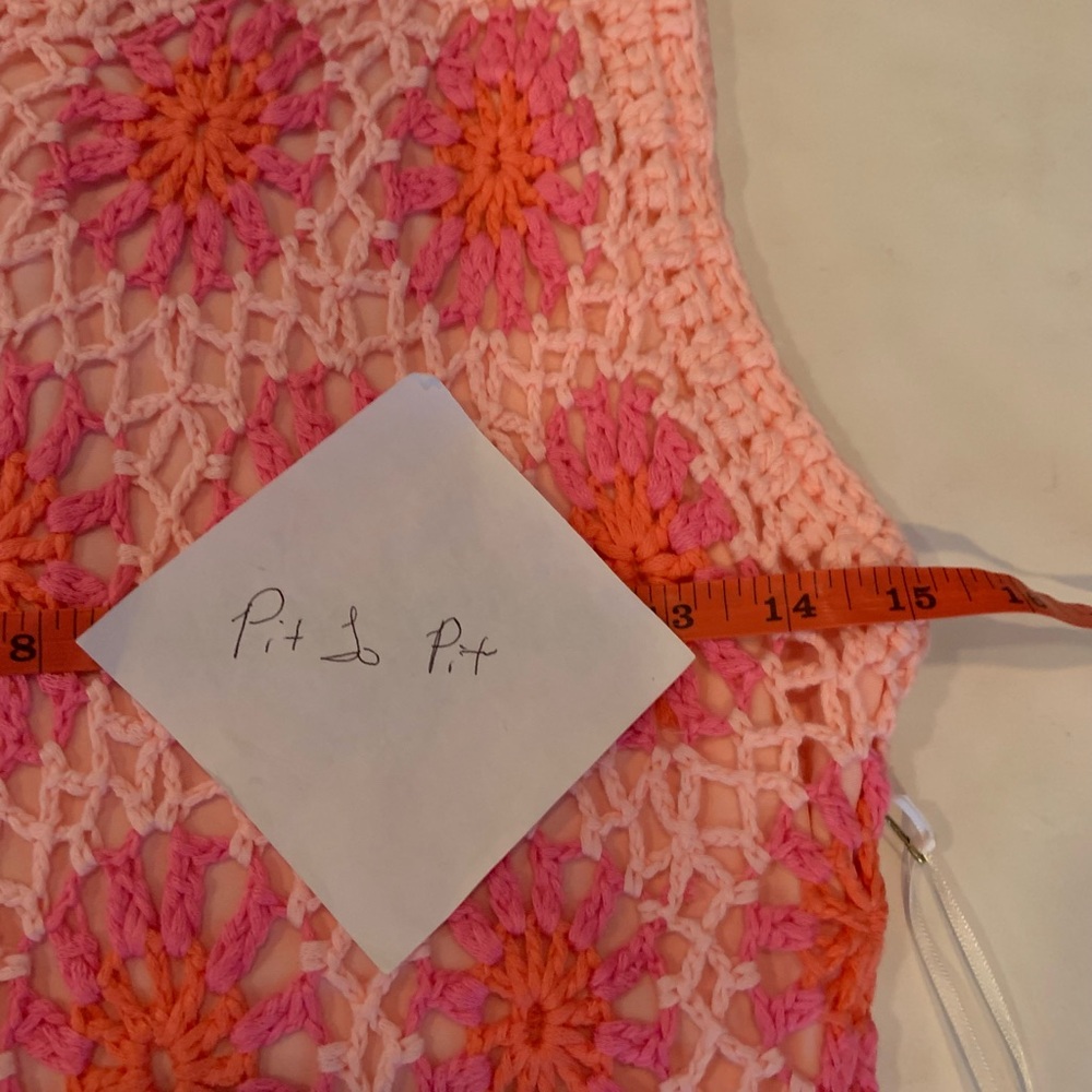 J. Marie Caysie Crochet MIDI Sleeveless Pink Floral Boho Dress Small MSRP $282 - Picture 9 of 12